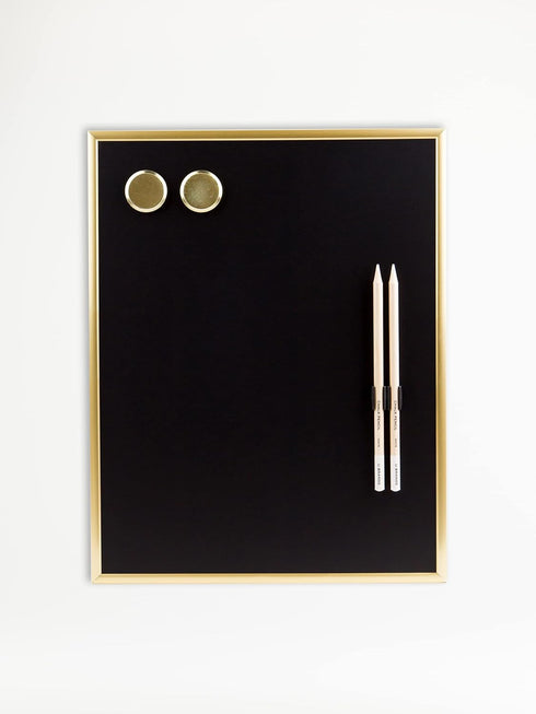 U Brands Magnetic Chalkboard - 11"x14" with Gold Metal Frame, Premium Matte Surface, Includes Chalk Pencils and Magnets