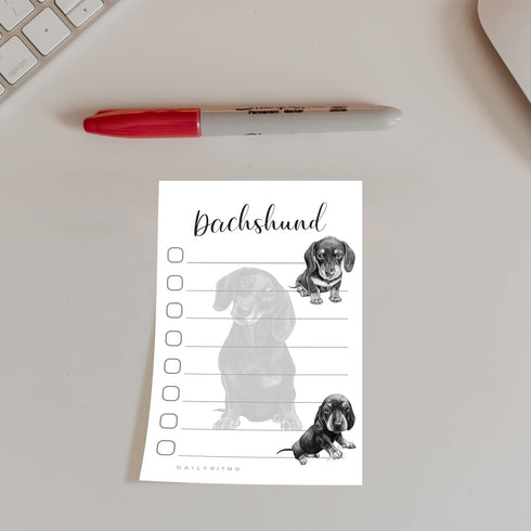 Dachshund Sticky Notepad To Do List, Weiner Dog Lover Gifts for Women, 4"x6" 50 Pages