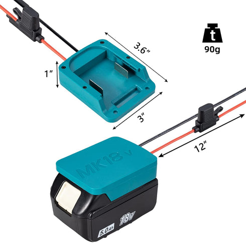 Power Wheel Adapter for Makita 18V Battery with Fuse & Switch & Wire terminals Power Connector for Rc Car, Robotics, Rc Truck,DIY use, Work with for Makita BL1860 BL1850 BL1840 BL1830 Li-ion Battery