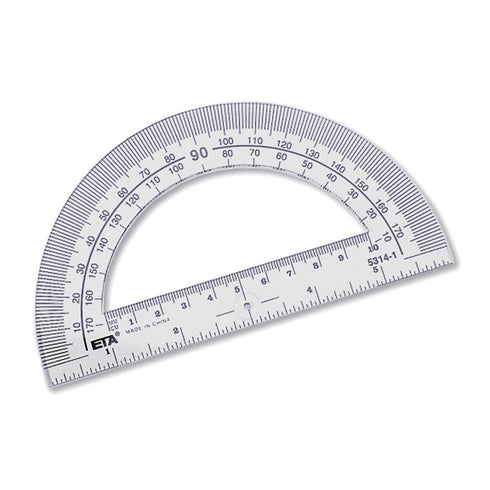 hand2mind Clear Plastic Student Math Protractor Set, Pack of 100 for Classroom