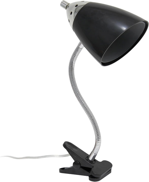 Simple Designs LD1097-BLK 17.5" Sleek & Flossy Adjustable FlexiClip Desk Lamp, for