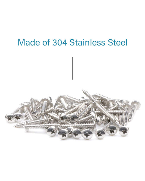 200Pcs #6 x 1 Truss Head Phillips Wood Screws, Stainless Steel 304 Self Tapping Screws by IMSCREWS