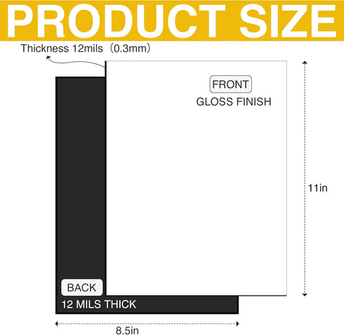 JINGZHAN 8.5" 11" 12 5 Printable Magnetic Paper Non-Adhesive, x Mil for Inkjet Printer & DIY Crafts, Sheets