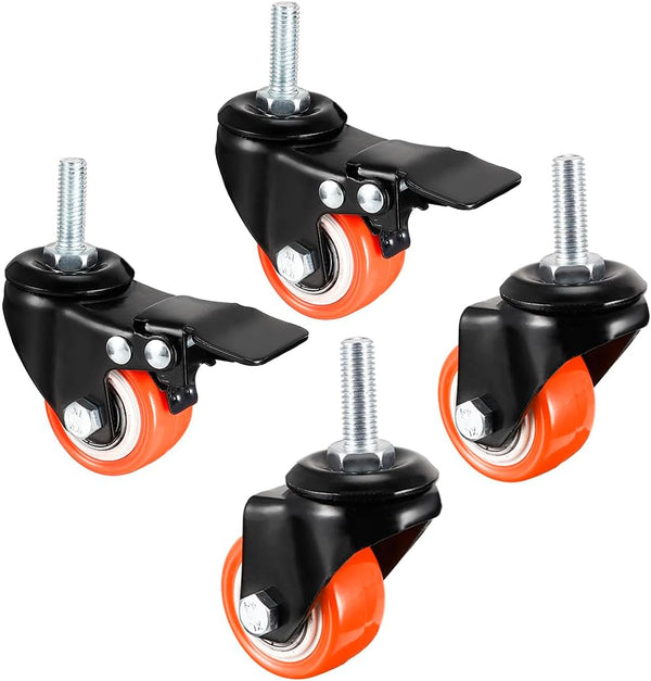 uxcell 1.5 Inch Swivel Caster Wheels, Pack of 4, 360 Degree Threaded Stem, 330lb Load Capacity