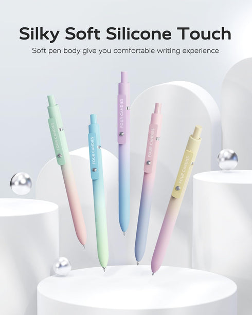 5 0.7mm Four Candies Gel Pens, Pcs Quick Dry Black Ink Pen Fine Point Smooth Writing Unique Pen, Office Home School