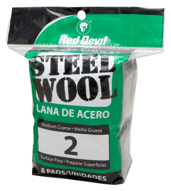 Red Devil 0325 Steel Wool, Medium Coarse, (Pack of 8)