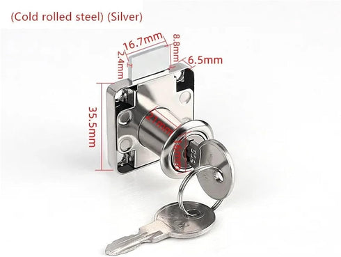 OBVCLXCS 1Pcs(Silver 16x21mm Cabinet Drawer Latch Furniture Door Lock Hardware Wardrobe Bedside Bookcase lron)