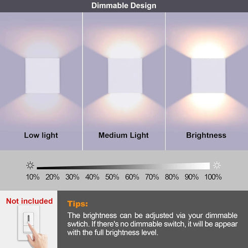Dimmable 10W O1181TP Lightess Modern Wall Sconce Hardwired, Up Down Wall Mount Lights Indoor Mini Metal LED Wall Lamp