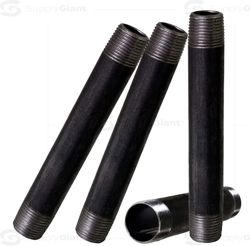 Everflow Supplies NPBL3455 Black Steel Nipple Pipe Fitting, 5-1/2" Long, 3/4" Diameter