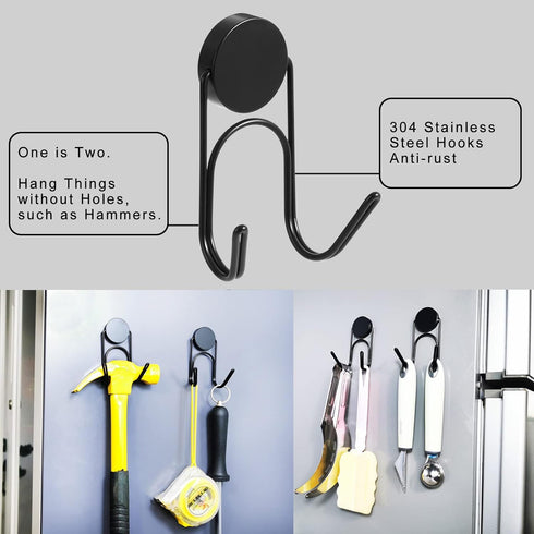 Magnetic Hooks 304 Stainless Steel Heavy Duty, 8 Pack Hanging Hooks for Refrigerator, Grill, Outdoor