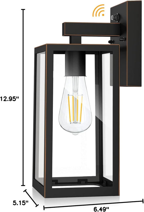 E26 SHINE HAI Dusk to Dawn Outdoor Wall Lantern, Exterior Sensor Light Fixture with Base Socket, Waterproof Wall Mount