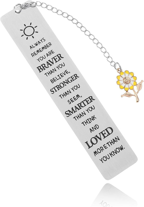 Nogeqi Inspirational Bookmarks with Sunflower Chain, Sunflower Gifts for Women, Book Markers for