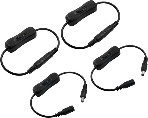 BokWin 4 Pack 12V 5.5x2.1mm DC Inline On/Off Switch with Male to Female Connector for LED Strip Light, Power Control