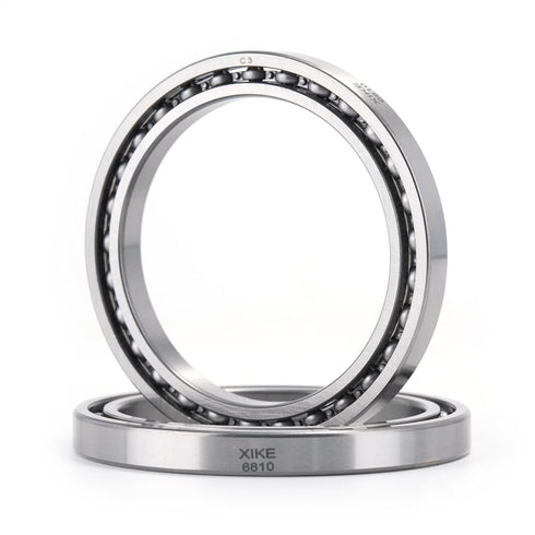 XIKE 2 Pcs 6810 C3 Deep Groove Bearing, 50x65x7mm, Chrome Steel Open C3 Clearance Bearing for Industrial Wheels, Pump