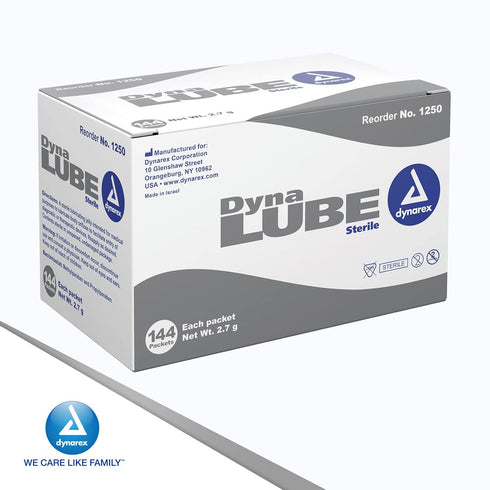 1 144 Packets, 2.7g Dynarex DynaLube Lubricating Jelly, Water Soluble and Sterile Lubricant Jelly, Used for Body
