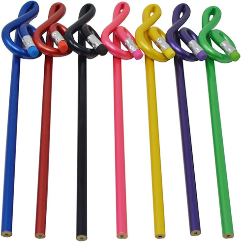 Music Pencils Musical Notes Pens, Treble Clef Bent Pencil G Clef Pencil (7 Pack)