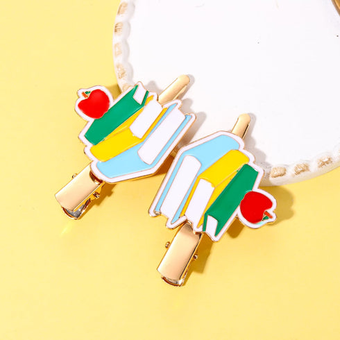 Back to School Hair Clips, Cute Schoolbag Book Hair Clips, Fun Hair Accessories for Teacher Students