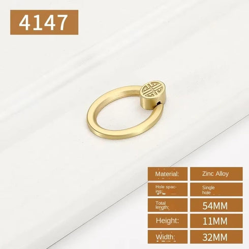 Aoleegatt Hardware(4147-S-Copper Gold Cabinet Pulls Solid Zinc Alloy Kitchen Cupboard Single Hole for Bedside Table