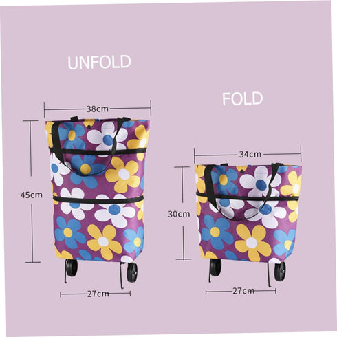 Cabilock Folding Tug Shopping Bag Rolling Cart Roller Cart Trolley Wheels Wheels Foldable Shopping Bags for Groceries