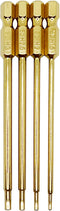 RC Hex Bit Set 1.5, 2.0, 2.5 & 3.0mm Hex Head Allen Wrench Drill Bit S2 Steel 100mm Long 1/4" Hex Shank for Power Drill
