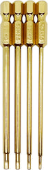 RC Hex Bit Set 1.5, 2.0, 2.5 & 3.0mm Hex Head Allen Wrench Drill Bit S2 Steel 100mm Long 1/4" Hex Shank for Power Drill