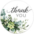 Boho Greenery Thank You Stickers, 500 Floral Labels Roll, 1.5" Round Envelope Seals, Made in The USA