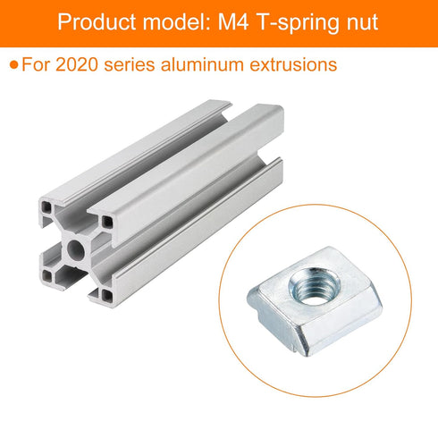 uxcell 60Pcs M4 T Nut Tee Sliding Slot Nuts, Carbon Steel Nickel Plated for Aluminum Extrusion Profile