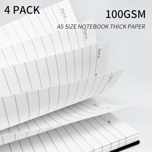 Lined Notebook Spiral Notebook 8.5" x 5.7" - 4 Pack A5 Lined Notebook, 120 Pages, 100 GSM Thick Paper for School, Office