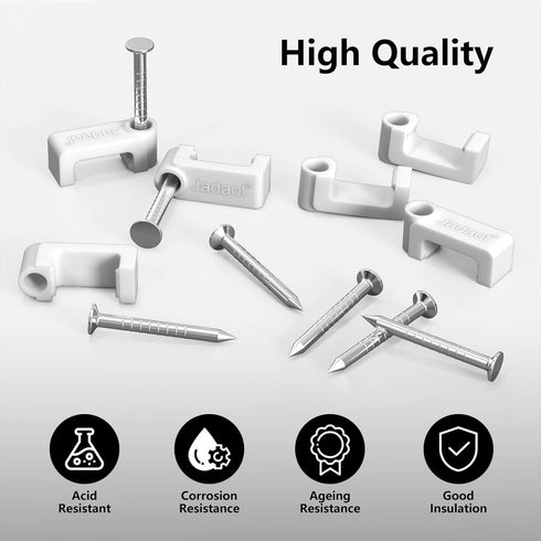 Jadaol 100Pcs 7.5mm Cat6 RJ45 Cable Clips with Nails, Custom Fit for Flat Ethernet Cable, Wall Wire Tacks for LAN