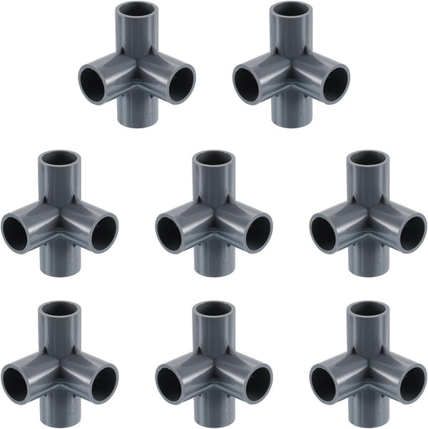 uxcell 1/2" PVC Fittings, 8 Pcs 4 - Way Elbow Connector Elbow