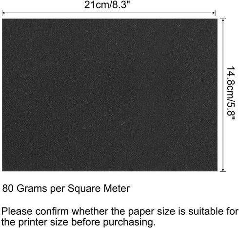 50 8.3 5.8 Inch 80gsm MECCANIXITY Sheets Colored Copy Paper x Printer Paper Black for Office Printing, Document
