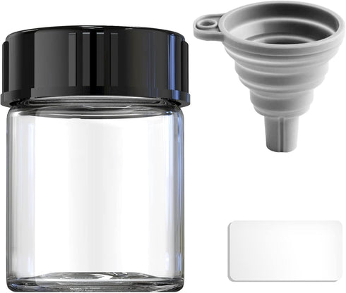 Glass Sample Vials, Wide Mouth Boro 3.3 Glass Bottle with Black Cap for Laboratory, Reagents, Leaf Teas, Spices, Herbs,