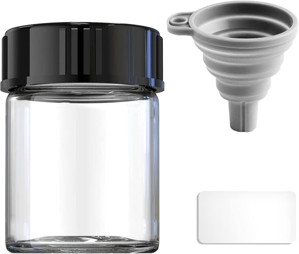 Glass Sample Vials, Wide Mouth Boro 3.3 Glass Bottle with Black Cap for Laboratory, Reagents, Leaf Teas, Spices, Herbs,