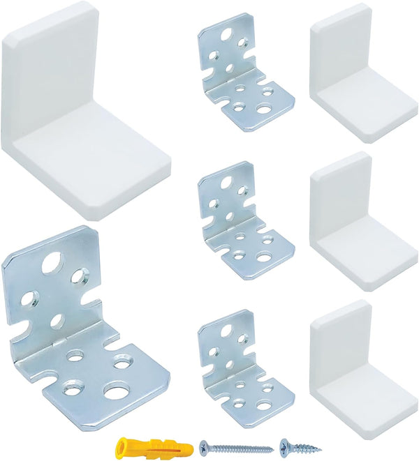MR.BRACKET MR BRACKET L Bracket, White Shelf Brackets Pack of 4, Heavy Duty