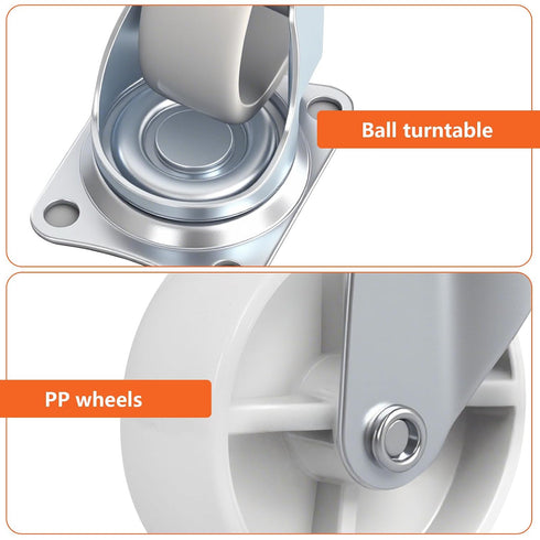 Huvanta 3-Inch Set 4, PU Swivel Casters of Heavy Duty Plate Wheels with Screws Included for Utility Carts, Workshop