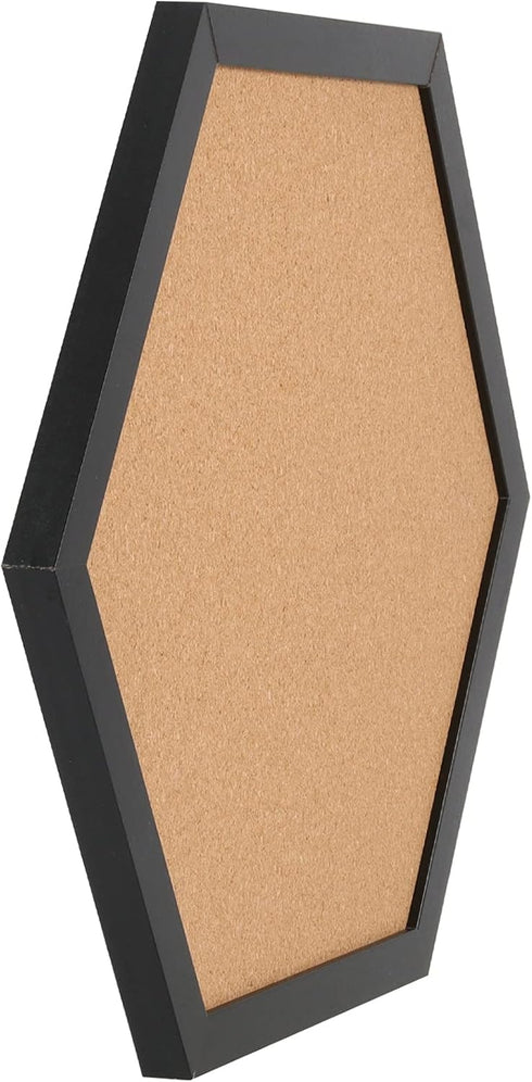 HAKZEON 6 Pack Hexagon Cork Board: 12"x12" Black Framed Decorative Bulletin Board with 48 Push Pins