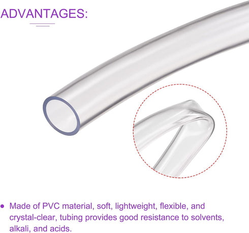 DMiotech 18mm ID 21mm OD Clear PVC Tube, Flexible Transparent Hose for Garden Water Tube, Air Tube, Oil Tube