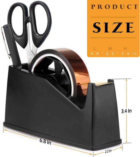 Heat Tape Dispenser - Masking Tape Holder Fits 1" and 3" Core, Desktop Tape Dispenser for Sublimation (Black)