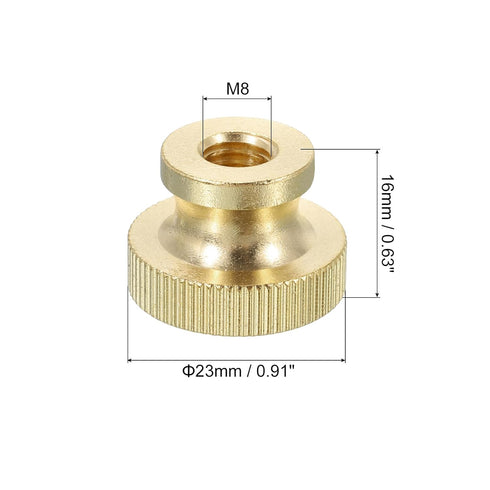 uxcell Knurled Thumb Nuts, 3Pcs M8 x D23mm x H16mm Brass High Head Through Hole with Collar High Head Through Hole Round Knobs Fasteners for 3D Printer Parts, Machine Tools