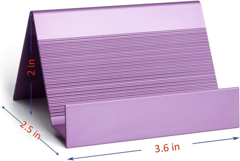 Business Card Holder Aluminum Display Stand - High-end Desktop Organizer, Light Purple, 1 Pack