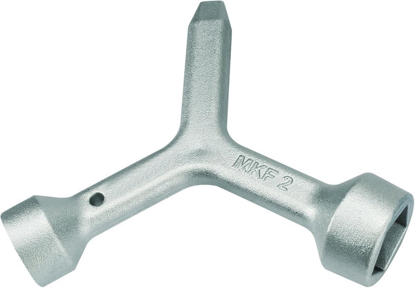 MKF2 Meter Curb Box Key, Heavy-Duty Silver Shut Off Tool for Standard & Large Pentagon Bolts, 5.5 Inches