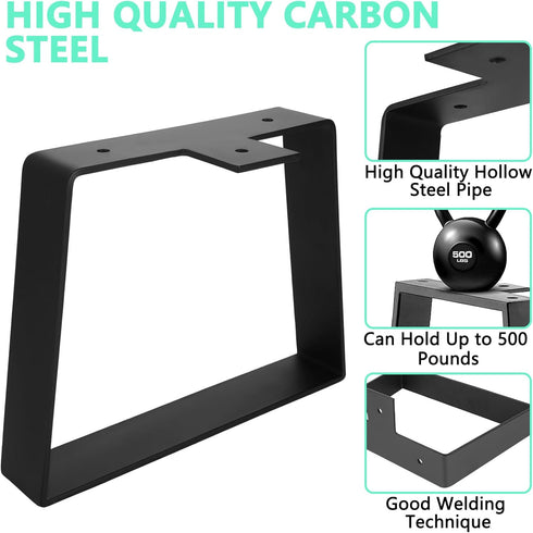 2 6 Inch WOPPLXY Pcs Metal Table Legs, Black Furniture Legs, Trapezoid Table Legs, Metal Bench Legs for DIY TV