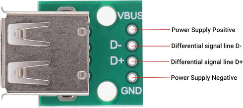 Walfront 10Pcs USB Type A Female Board, 2.54mm Pitch Connector, 4 Pins DIP Socket Board