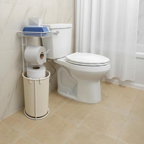 Standing Toilet Paper Storage Rack, Rustproof Metal Stand Up Toilet-Paper Roll Holder, Free Standing Tissue Holder