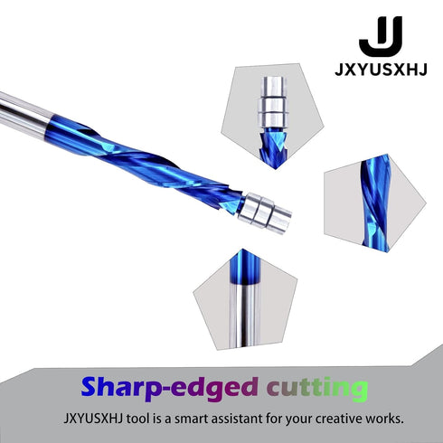 1/4" 1-1/8" 3",Carbide Compression Spiral Flush Trim Router Bit with Double Ball Bearing, Shank Cutting Length Extra
