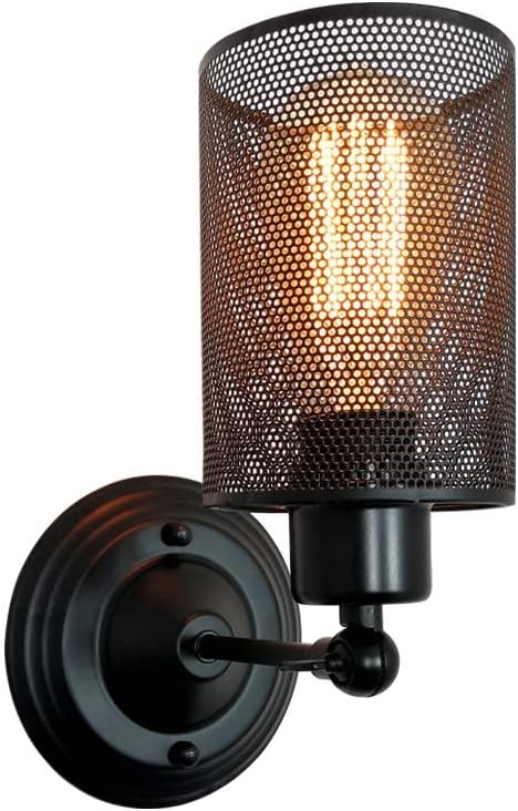 LWOMAN Industrial Wall Lamp Iron Metal Mesh Wall Mounted Lights Postmodern Wall Sconce