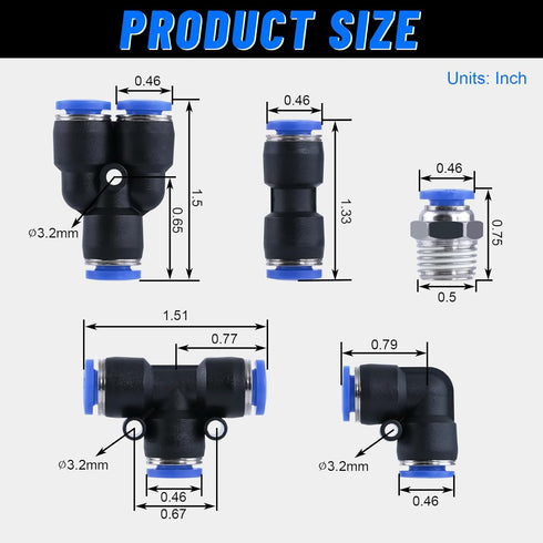 Air Line Tubing Kit: DOT 1/4 Inch OD 50 Feet with 15 Pcs Nylon Hose Tubing and Accessories