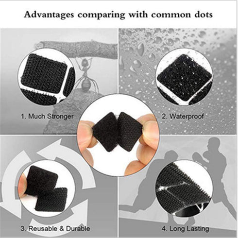 Black Self Adhesive Dots, 500pcs (250 Pairs) 1" Diameter Hook & Loop Dots