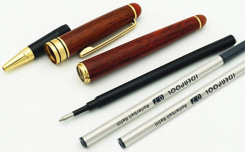 Genuine Rosewood Ballpoint Pen Writing Set, Extra 2 Black Ink Refills, Fancy Gift Wooden Pen Set