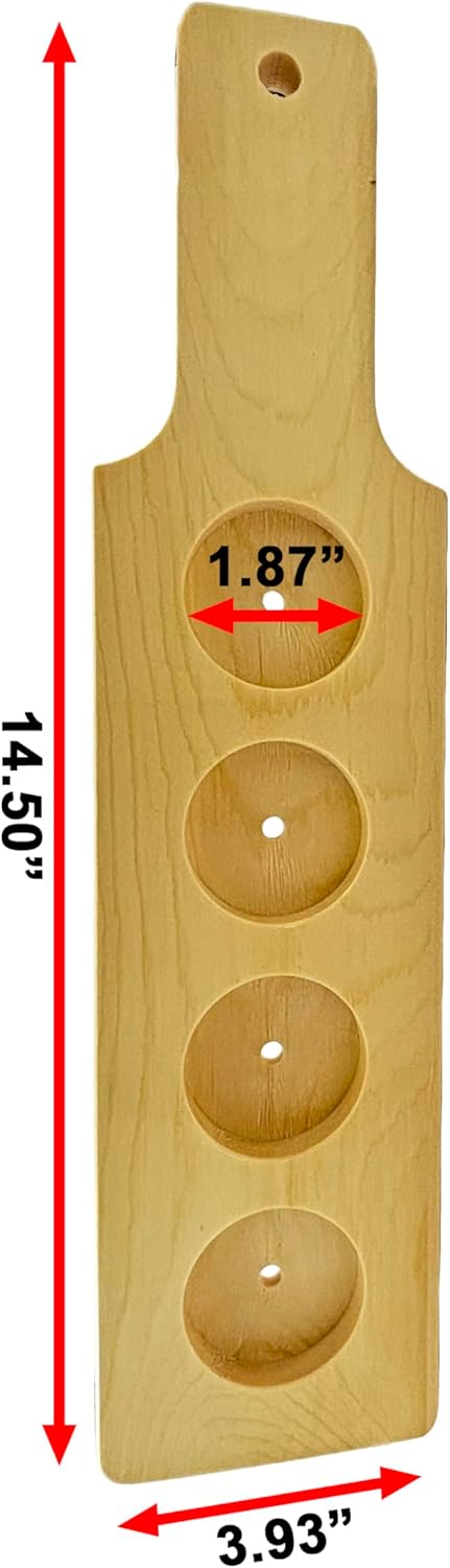 14 1/2 Inch 4 Pack 6 DASHER'S SPICE & BEANS Wood Natural Flight Paddle | Compartment | Wine or Beer Tasting